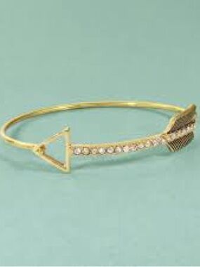 Gold Arrow & Crystal Accent Bangle Bracelet ~ Keep Going 💕